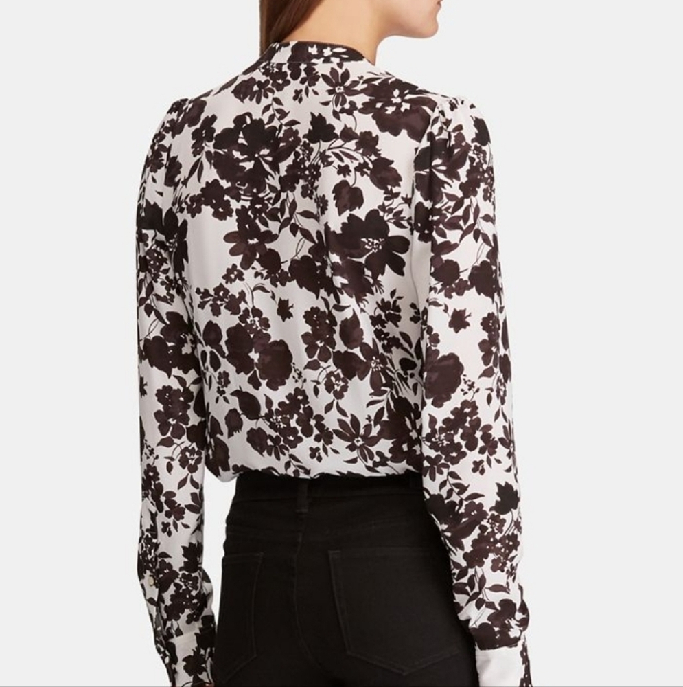Ralph Lauren XS NWOT - Black and White Floral Blouse